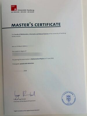 Sample of diploma degree from the University of Hamburg