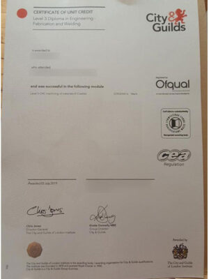 Sample of the Welding Professional Certificate for City and Guilds