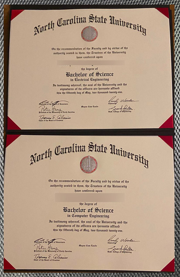 What is the degree certificate of North Carolina State University like? - Image 5
