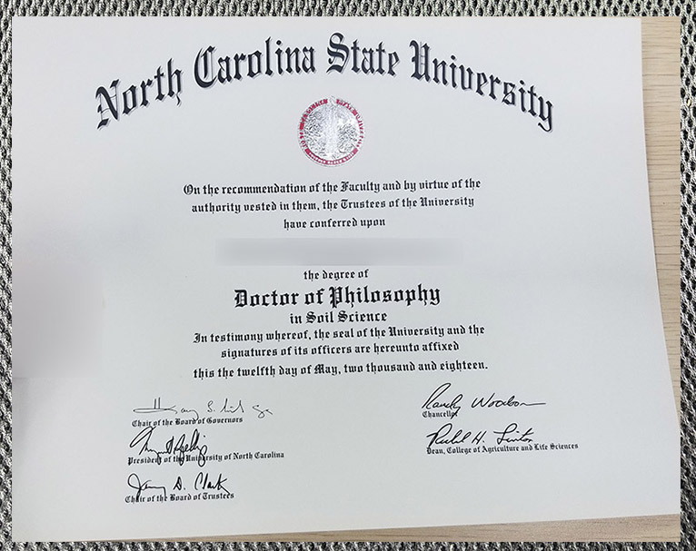 What is the degree certificate of North Carolina State University like? - Image 7
