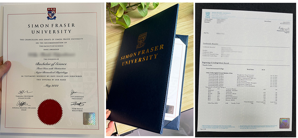 Sample SFU Degree and Transcript Certificate