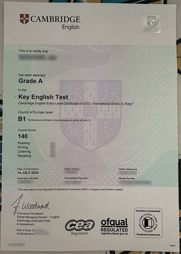 Samples of the 2024 Cambridge English Certificate