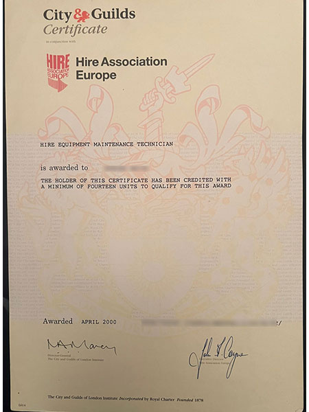 Previous samples of city and guilds certificate in their old versions