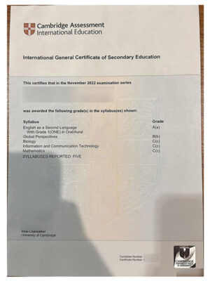 Latest sample presentation of Cambridge IGCSE certificates