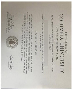 Order the diploma certificate from Columbia University online