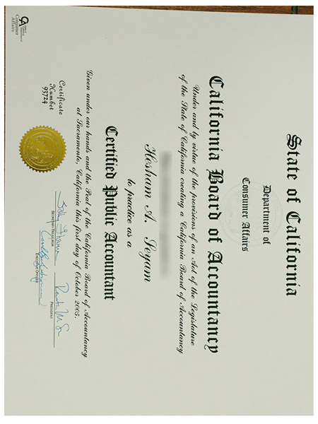Please be sure to purchase a California CPA certificate.