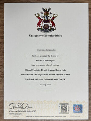Where can I purchase the certificate of the 2026 Hertfordshire University?