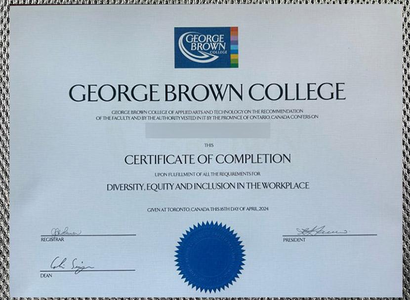 Certificate from George Brown College with Quality Assurance - Image 5