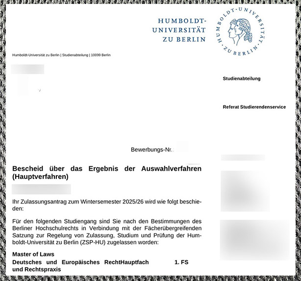 Latest sample display of certificates from Humboldt University of Berlin - Image 2