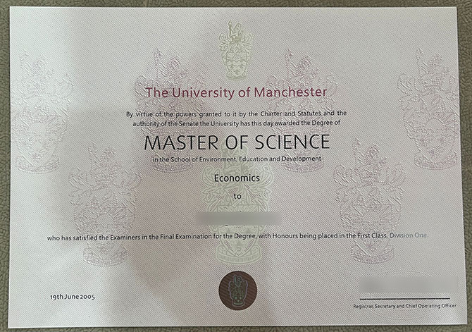 Master of Science, University of Manchester, 2005 edition