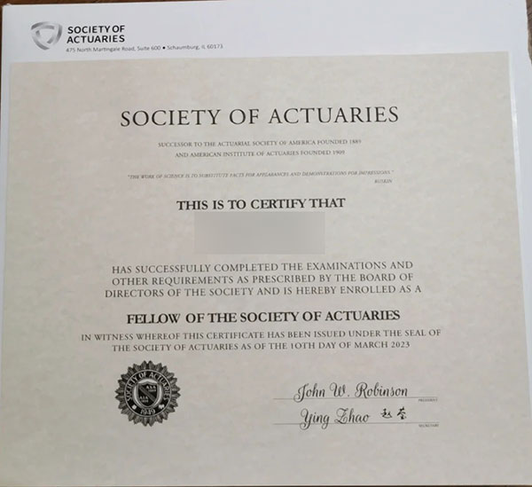North American Society of Actuaries Certificate - Image 4