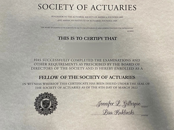 North American Society of Actuaries Certificate - Image 5