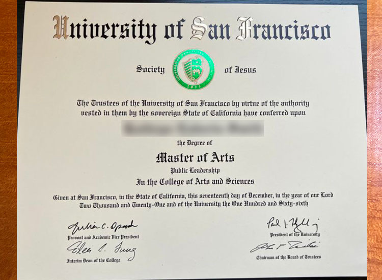 University of San Francisco bachelor degree sample