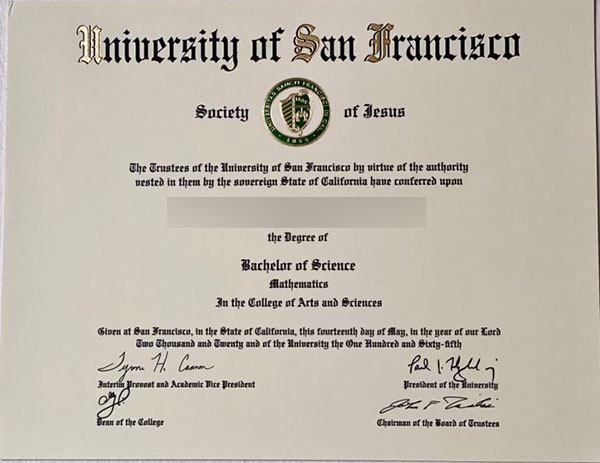 Latest sample of San Francisco University certificate - Image 2