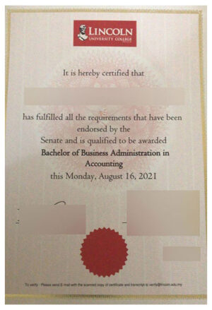 Please be sure to purchase a certificate diploma from Lincoln University.