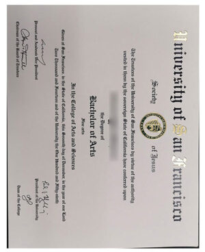 Latest sample of San Francisco University certificate