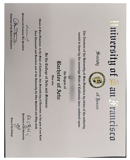 Latest sample of San Francisco University certificate