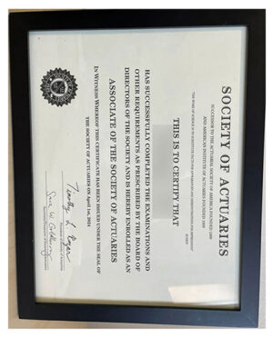 North American Society of Actuaries Certificate