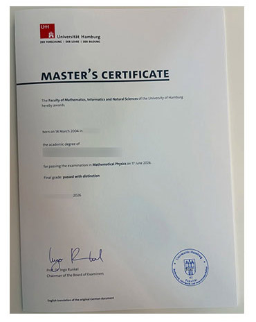 Where can I purchase the certificate from the University of Hamburg in Germany?