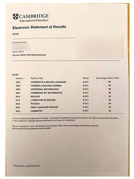 Please be sure to purchase a Cambridge IGCSE certificate.