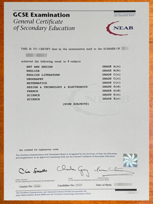 Sample NISEAC 1995 GCSE certificate